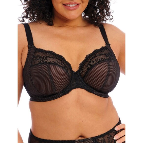 Elomi 4382 Charley Side Support Plunge Unlined Underwire Bra US Size 42 I Black - Picture 1 of 9